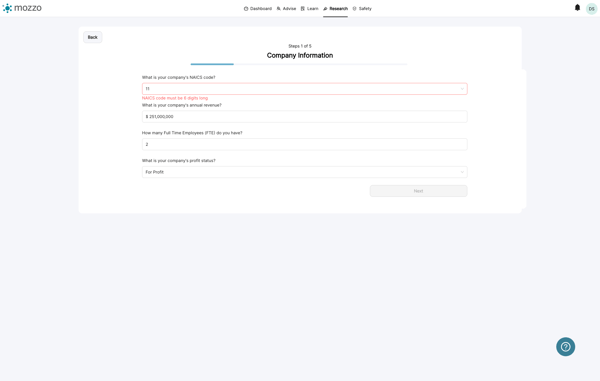 Complete Company Information form
