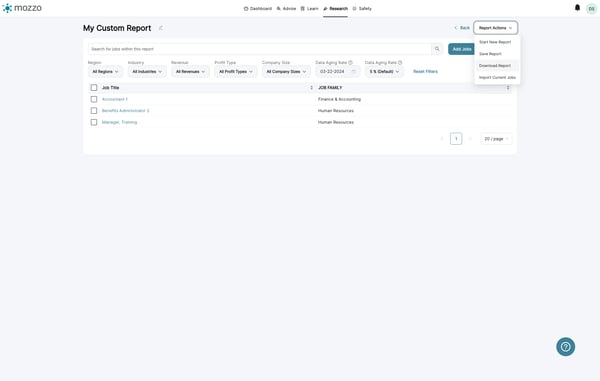 To download your report, click on 