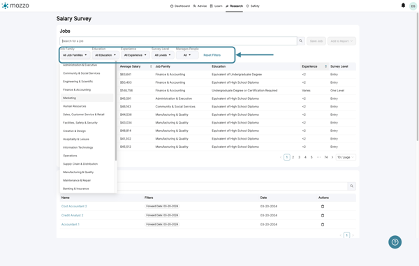 If you don't know the specific job title you're looking for, you can browse using filters.