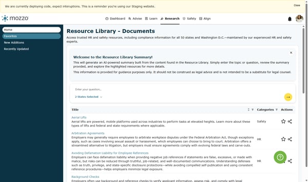 Manage your Favorites from the Resource Library.