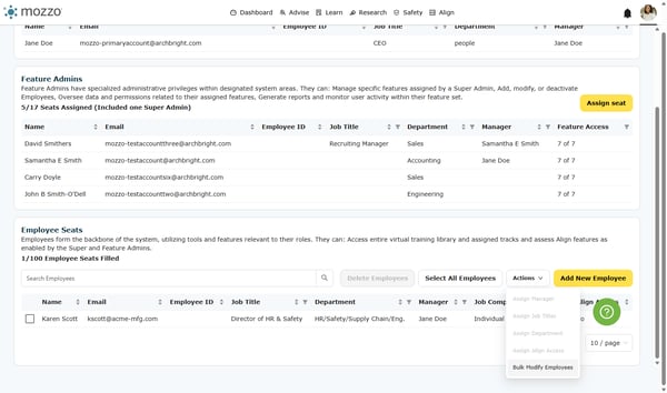Click on Bulk Modify Employees
