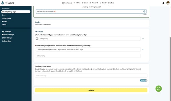 Submit Weekly Wrap-Up