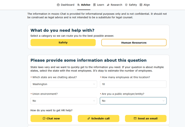 If an advisor is available, you can chat now. You can also choose to schedule a call or send an email to the advisor team.