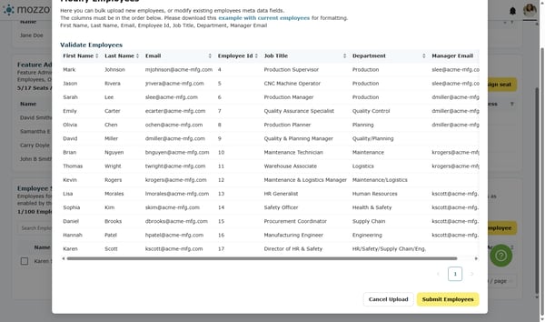 Review updates, then select Submit Employees.