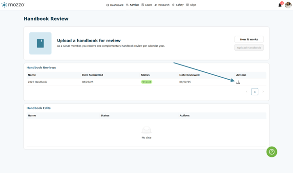 Click on the Download handbook button to access your reviewed handbook.