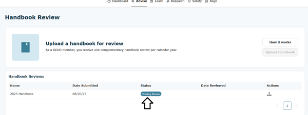As your handbook is reviewed, the status will be updated.
