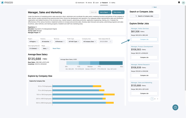 And you can compare two jobs side by side by selecting the Compare Job button.