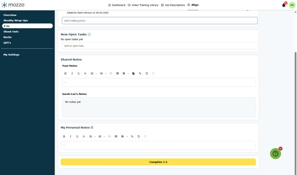 Navigate via Dashboard if you need to reference other items