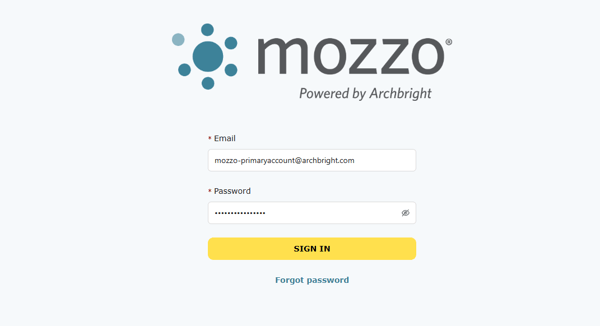 Start by signing in to mozzo with your email and password.