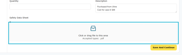 You can upload a manufacturer-provided SDS sheet.