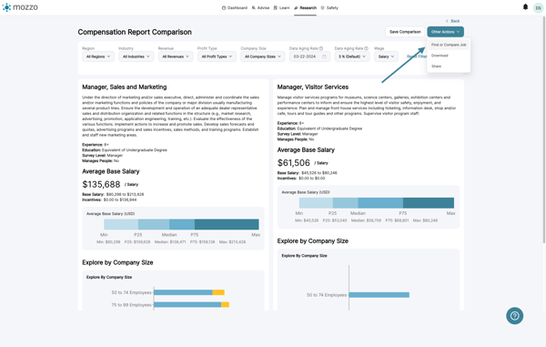 To change jobs in the comparison, click on Other Actions then choose Find or Compare Jobs.
