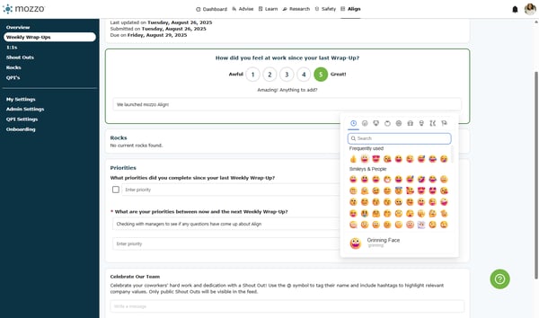 Set mood with smiley icon