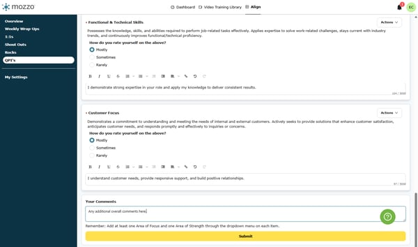 Type overall comments