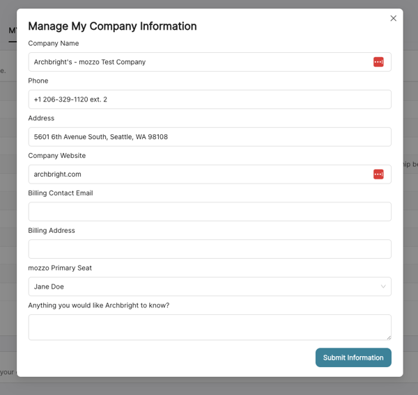 Modifying your company information