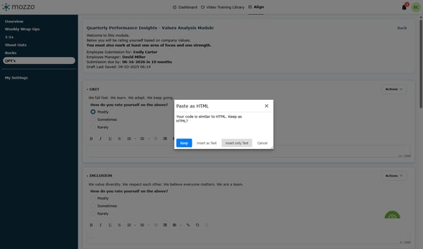 Insert Only Text option