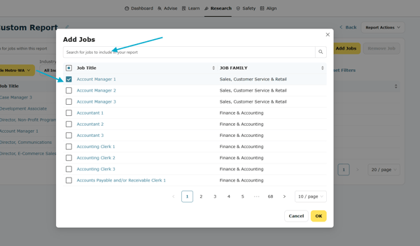 Select the jobs you want to add from the list provided.
