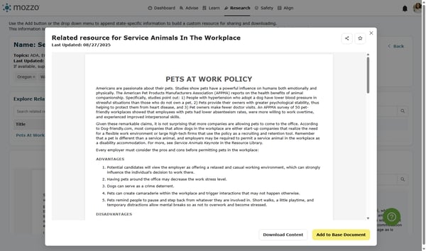 Click on Add to Base Document