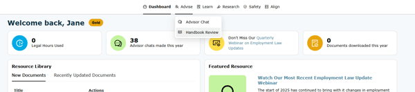 Locate Handbook Review, found under Advise on the top level navigation.