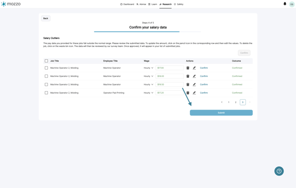 Submit outlier confirmation