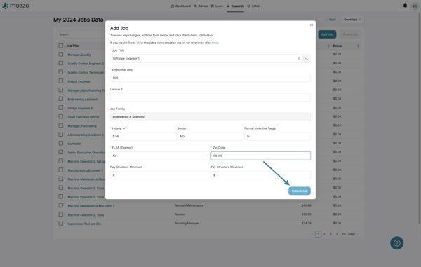 Fill out the required information for the job, then save by clicking 