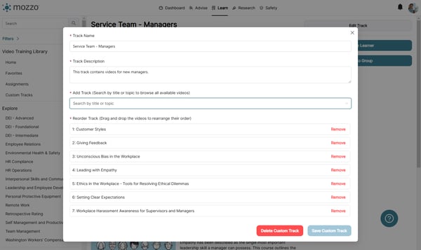 Click on Save Custom Track