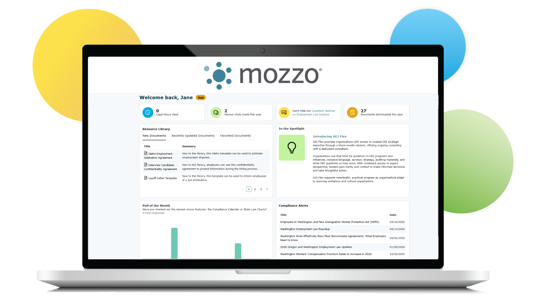 an image from the dashboard of our mozzo HR resource hub online